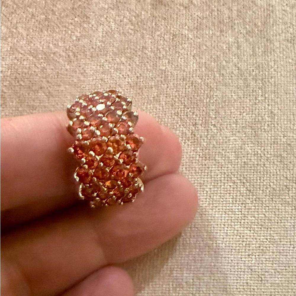 Elegant 925 sterling silver, Gold plated Orange Women's Ring